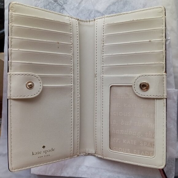 Kate Spade Madison Pink glitter Large Slim Bifold Wallet with box - Picture 13 of 15